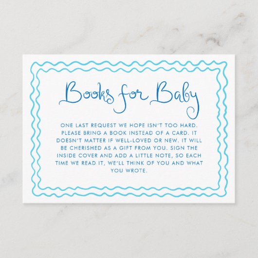 Fantasievolle handgeschreven blauwe boeken voor ba informatiekaartje (Voorkant)