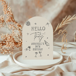 fantasievolle handgetekende 30e verjaardag drankje kaart