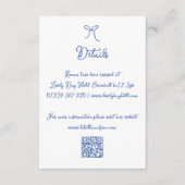 Fantasievolle Handgetekende Boog Blauwe QR Huwelij Informatiekaartje (Voorkant)