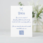 Fantasievolle Handgetekende Boog Blauwe QR Huwelij Informatiekaartje (Staand voorkant)