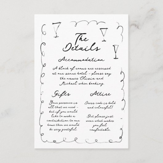 Fantasievolle Handgetekende Details Enclosure Kaar Informatiekaartje (Voorkant)