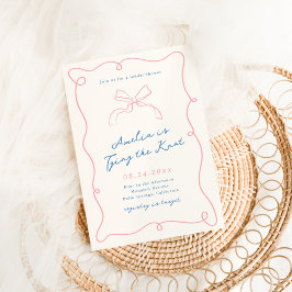 Fantasievolle handgetekende roze & blauwe bruidsdo kaart