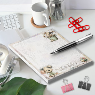 Fantasievolle Honden Bloemen Emmer – Pastelkleurig Notitieblok