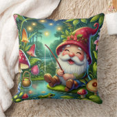 Fantasievolle Kabouter die vist in een Magisch Bos Kussen (Deken)