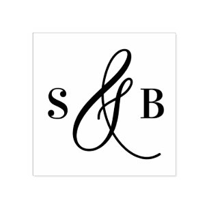 Fantasievolle kalligrafie ampersand trouwmonogram rubberstempel