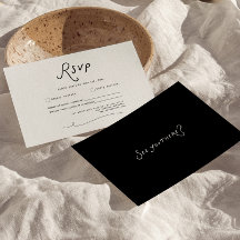 Fantasievolle kalligrafie huwelijks-RSVP kaart min