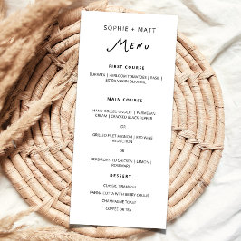 Fantasievolle kalligrafie Minimalistische trouwmen Menu