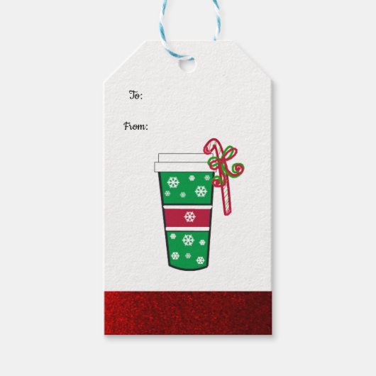 Fantasievolle kerst koffiedrank cadeaulabel (Voorkant)