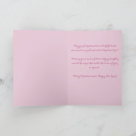 Fantasievolle Kerstboom Roze Persoonlijk Feestdagen Kaart (Binnen)