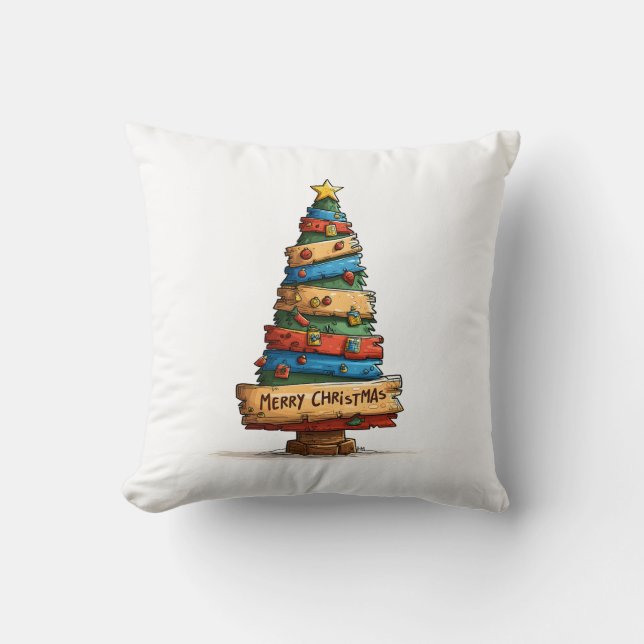 🎄 Fantasievolle Kerstboom Worp Kussen 🎁✨ (Voorkant)