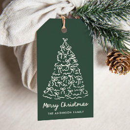 Fantasievolle Kerstboomlinten Groen Kerstfeest Cadeaulabel