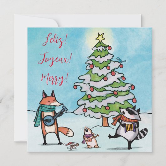 Fantasievolle Kerstkaart voor het houtland (Voorkant)