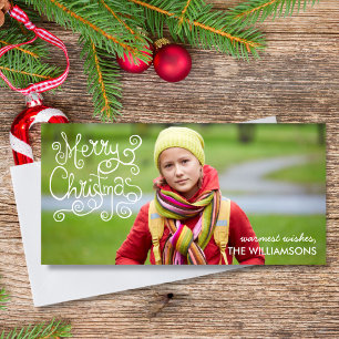 Fantasievolle Kerstmis-calligrafie Moderne Spiraal Feestdagenkaart
