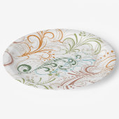 Fantasievolle Kleurrijke Bloemige Krullen Papieren Bordje (Gekanteld)