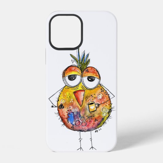 Fantasievolle Kleurrijke Vogel Die Koffie Drinkt iPhone Hoesje (Achterkant)