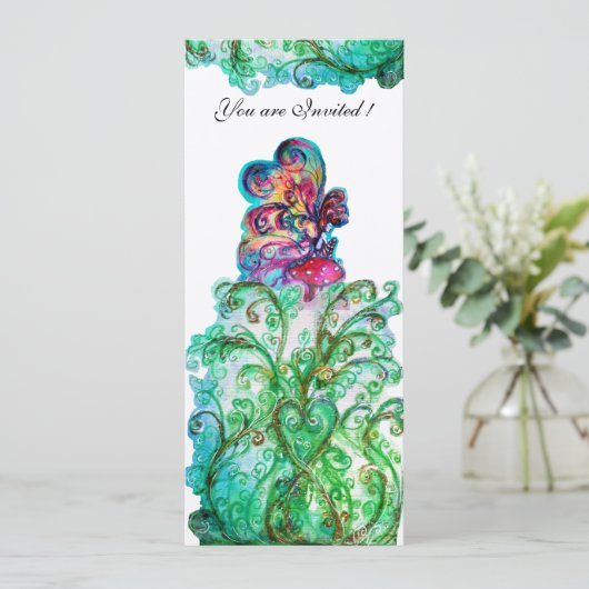 Fantasievolle KRULLEN EN KLEINE ELF paars,rood,bla Kaart (Staand voorkant)