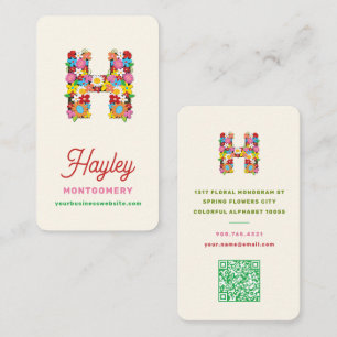Fantasievolle Lente Bloemige H Monogram Naam Creat Visitekaartje