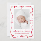 Fantasievolle met de hand getekende rode strikken  aankondiging (Voorkant)