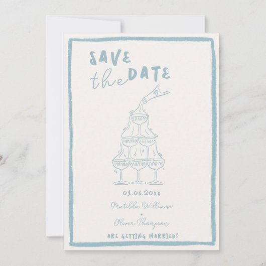 Fantasievolle Misty Blue Save The Date Uitnodiging (Voorkant)
