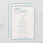 Fantasievolle Misty Blue Save The Date Uitnodiging (Voorkant / Achterkant)
