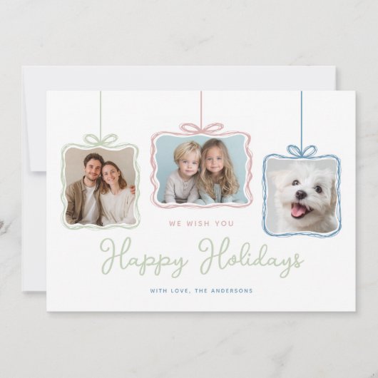 Fantasievolle pastelcadeaudoos foto feestdagenkaart (Voorkant)