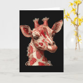 Fantasievolle Patchwork Harten Romantische Giraffe Kaart (Gele Bloem)