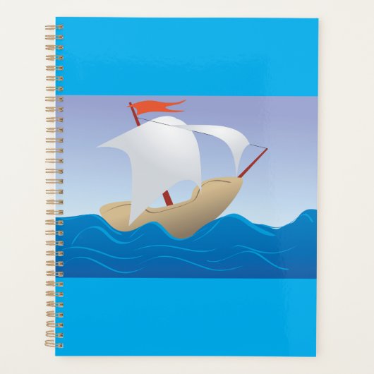 Fantasievolle Pinda Boot Minimalistische Zeilboot Planner (Voorkant)