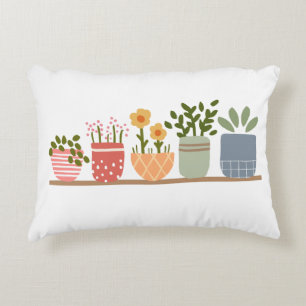 Fantasievolle Potted Bloemen Tuinliefhebber Accent Kussen