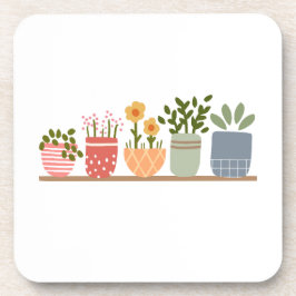 Fantasievolle Potted Bloemen Tuinliefhebber Bier Onderzetter