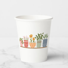 Fantasievolle Potted Bloemen Tuinliefhebber Papieren Bekers