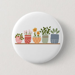 Fantasievolle Potted Bloemen Tuinliefhebber Ronde Button 5,7 Cm