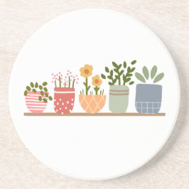 Fantasievolle Potted Bloemen Tuinliefhebber Zandsteen Onderzetter