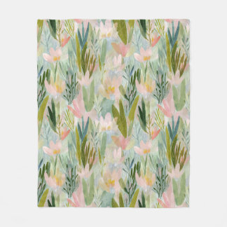 Fantasievolle saliegroene bloem waterverf fleece deken