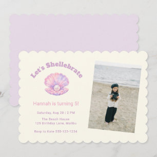 Fantasievolle Shell Beach Kids Verjaardagsfeestje Kaart