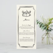 Fantasievolle Trouwdag Eet Menu met de Hand Geteke (Staand voorkant)