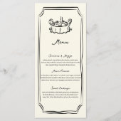 Fantasievolle Trouwdag Eten Diner Handgetekende Me Menu (Voorkant)