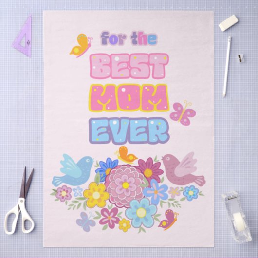 Fantasievolle Tuinvogels & Vlinders Beste Moeder O Tissuepapier (Craft)
