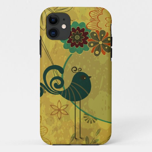 fantasievolle turquoise vogel en moderne bloem vec Case-Mate iPhone case (Achterkant)