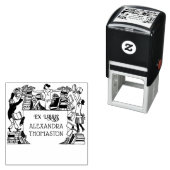 Fantasievolle Vallende Boeken Ex Libris Bibliothee Zelfinktende Stempel (In situ)