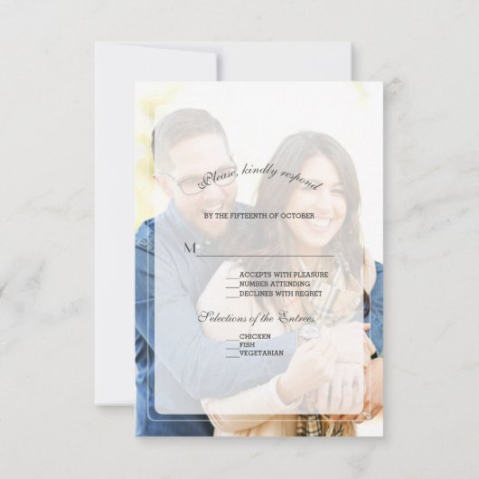 Fantasievolle Vervagende Foto Kalligrafie Bruiloft RSVP Kaartje (Achterkant)