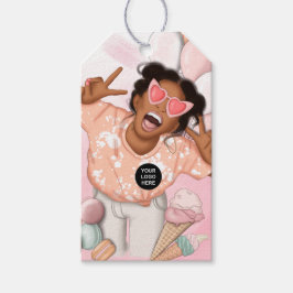 Fantasievolle voedseldienst dame cadeaukaartjes cadeaulabel