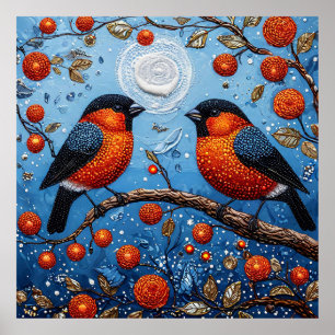 🐦 Fantasievolle Vogels Maan Kleurrijke Natuur Dec Poster