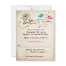 Fantasievolle Vogels Verliefd Trouw RSVP Kaart