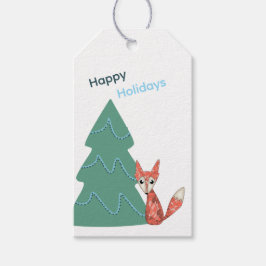 Fantasievolle Vos en Kerstboom Kerstcadeaubijsluit Cadeaulabel
