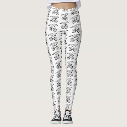 Fantasievolle Vos op Fiets Kunstprint Leggings (Voorkant)
