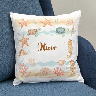 Fantasievolle Watercolor Baby Zeedieren Kussen