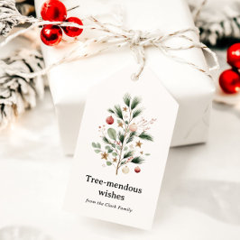 Fantasievolle Watercolor Kerstboom Persoonlijk Cadeaulabel