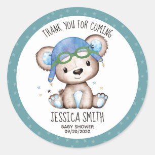 Fantasievolle Watercolor Piloot Teddybeer Ronde Sticker