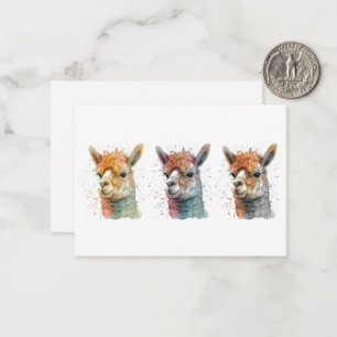 Fantasievolle Waterverf Alpaca's Notitiekaartje