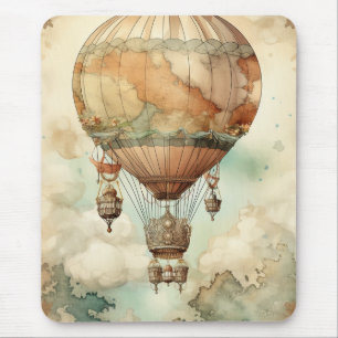 Fantasievolle Wereldbol Globe Ballon Antiek Teal Muismat